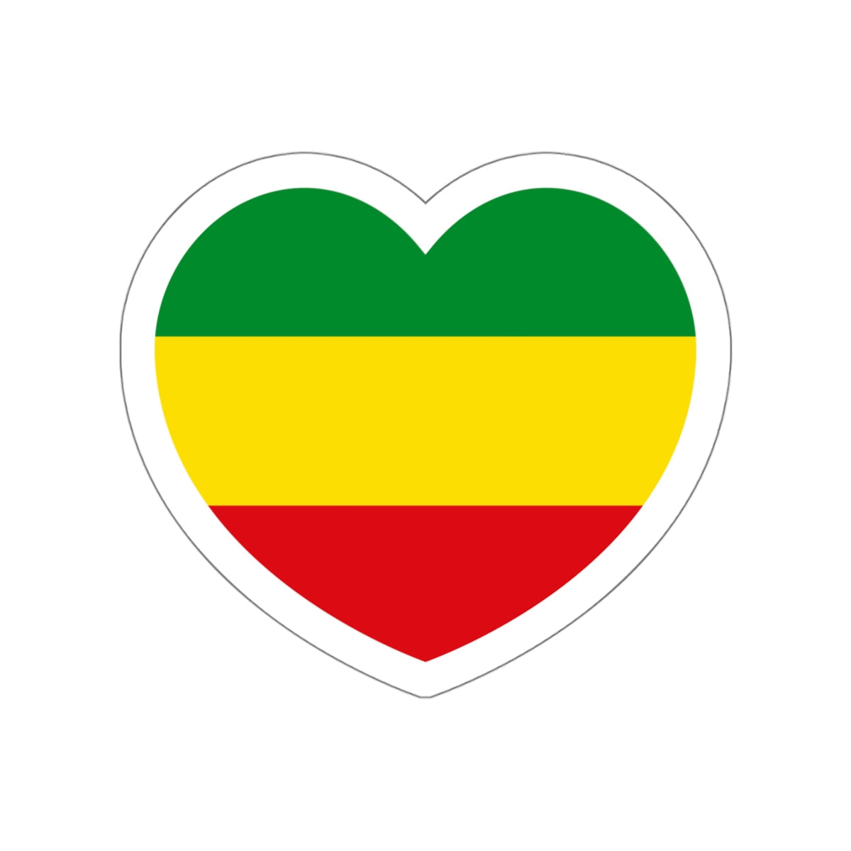 Heart Flag of Ethiopia 1975-1987, 1991-1996 - STICKER Vinyl Die-Cut Decal-White-The Sticker Space