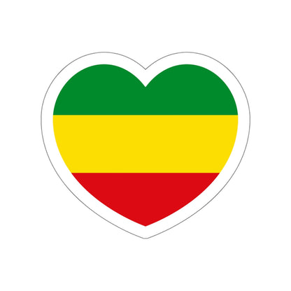 Heart Flag of Ethiopia 1975-1987, 1991-1996 - STICKER Vinyl Die-Cut Decal-White-The Sticker Space