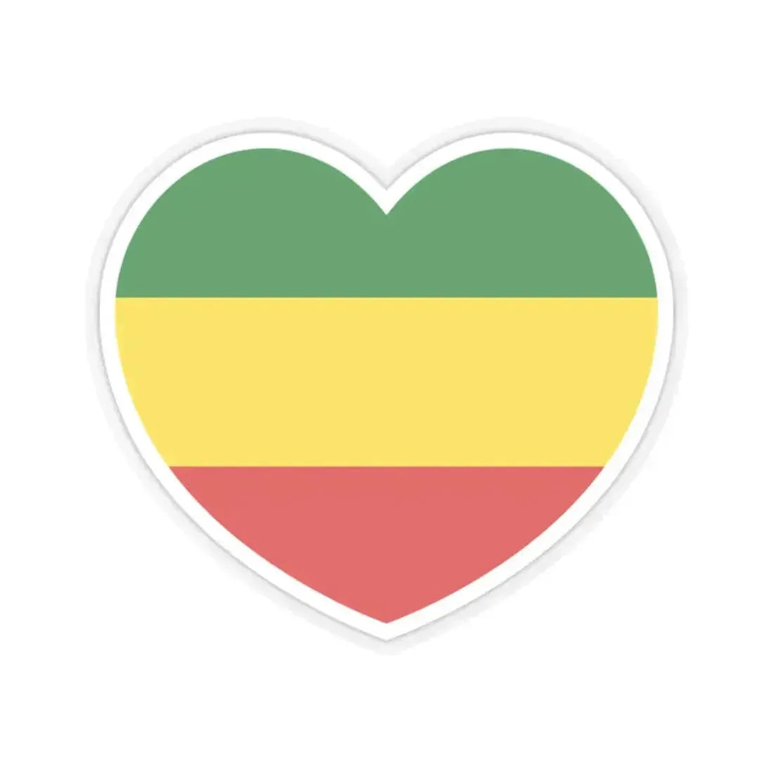 Heart Flag of Ethiopia 1975-1987, 1991-1996 - STICKER Vinyl Kiss-Cut Decal 2 Inch Transparent - The Sticker Space