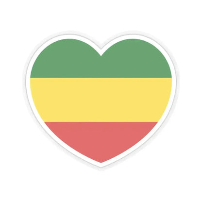Heart Flag of Ethiopia 1975-1987, 1991-1996 - STICKER Vinyl Kiss-Cut Decal 2 Inch Transparent - The Sticker Space