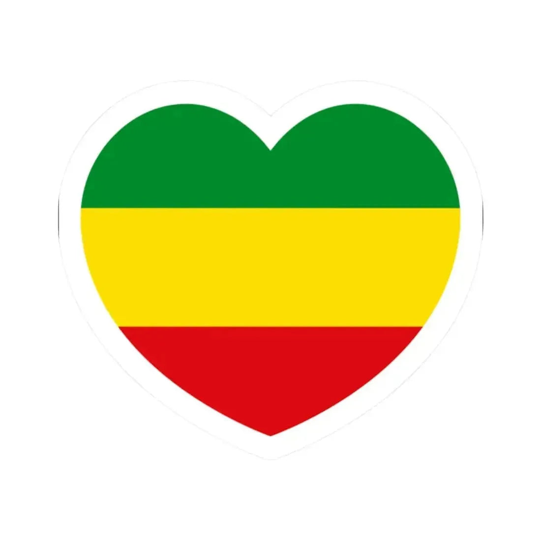 Heart Flag of Ethiopia 1975-1987, 1991-1996 - STICKER Vinyl Kiss-Cut Decal 2 Inch White - The Sticker Space