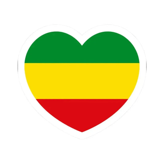 Heart Flag of Ethiopia 1975-1987, 1991-1996 - STICKER Vinyl Kiss-Cut Decal 2 Inch White - The Sticker Space