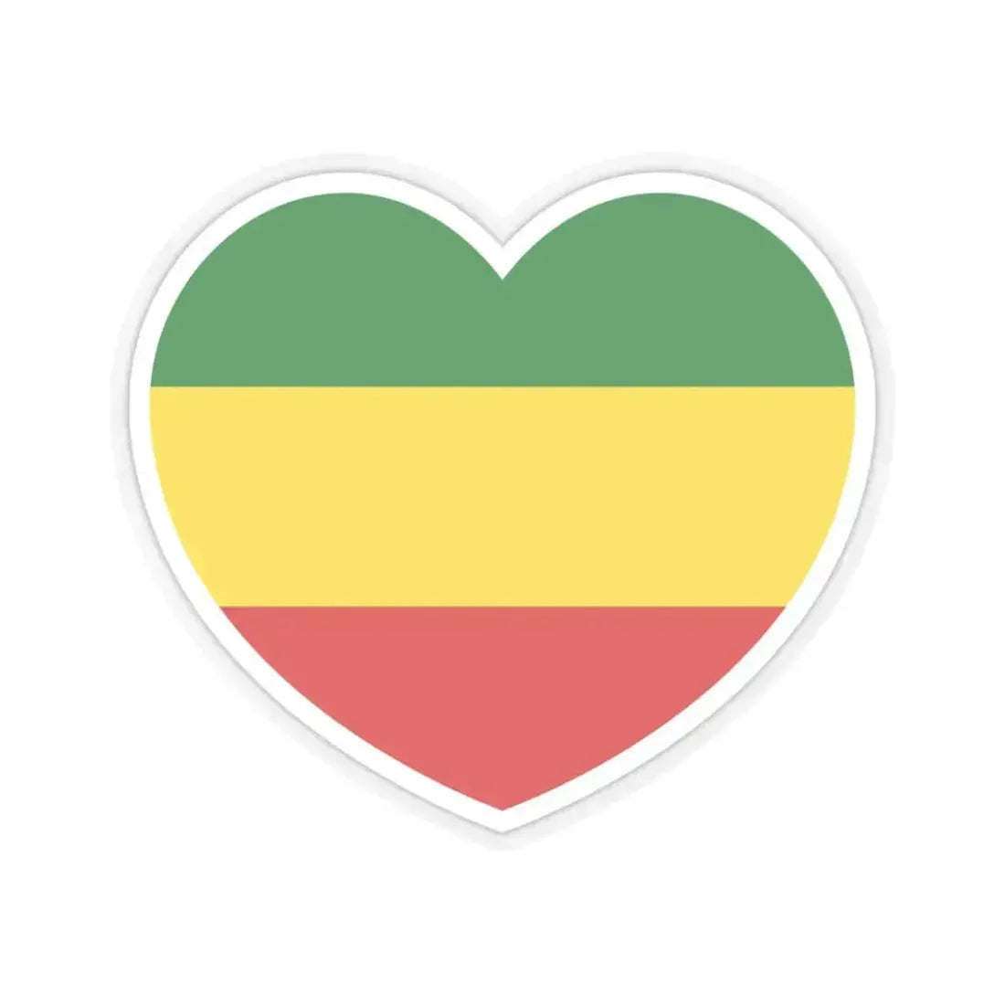 Heart Flag of Ethiopia 1975-1987, 1991-1996 - STICKER Vinyl Kiss-Cut Decal 3 Inch Transparent - The Sticker Space