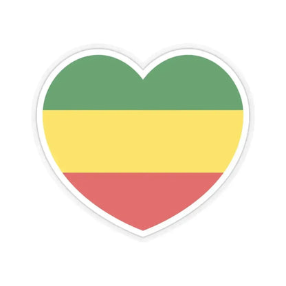Heart Flag of Ethiopia 1975-1987, 1991-1996 - STICKER Vinyl Kiss-Cut Decal 3 Inch Transparent - The Sticker Space