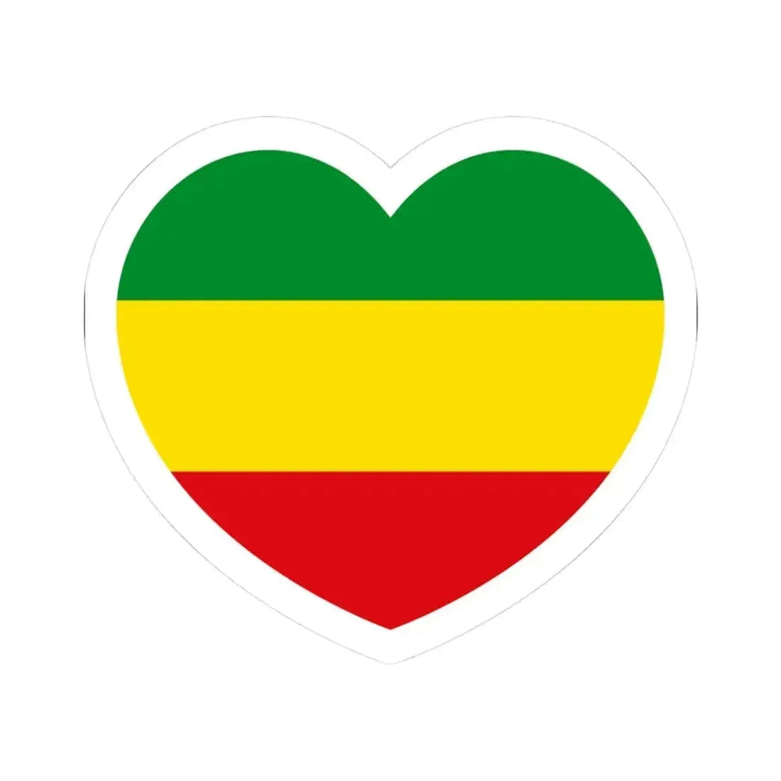Heart Flag of Ethiopia 1975-1987, 1991-1996 - STICKER Vinyl Kiss-Cut Decal 3 Inch White - The Sticker Space