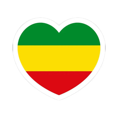 Heart Flag of Ethiopia 1975-1987, 1991-1996 - STICKER Vinyl Kiss-Cut Decal 3 Inch White - The Sticker Space