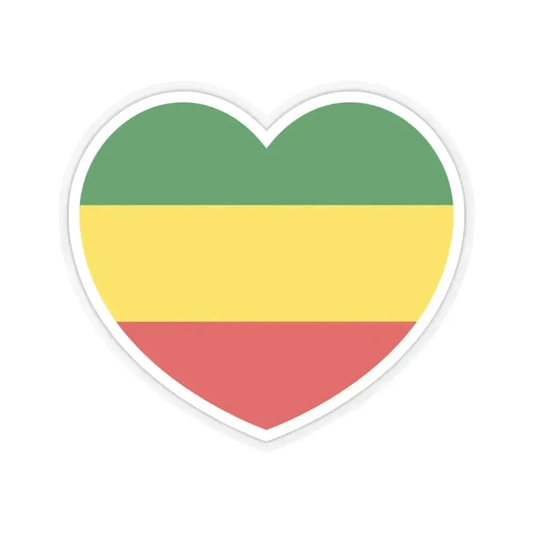 Heart Flag of Ethiopia 1975-1987, 1991-1996 - STICKER Vinyl Kiss-Cut Decal 4 Inch Transparent - The Sticker Space