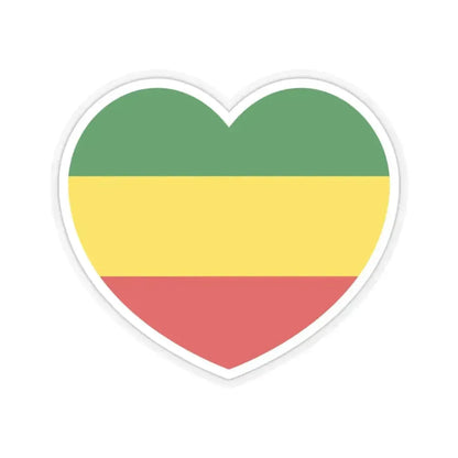 Heart Flag of Ethiopia 1975-1987, 1991-1996 - STICKER Vinyl Kiss-Cut Decal 4 Inch Transparent - The Sticker Space