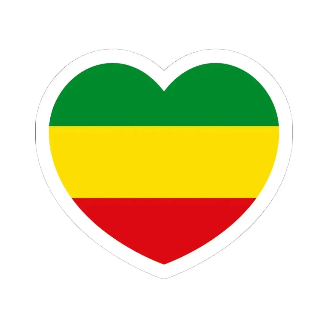 Heart Flag of Ethiopia 1975-1987, 1991-1996 - STICKER Vinyl Kiss-Cut Decal 4 Inch White - The Sticker Space