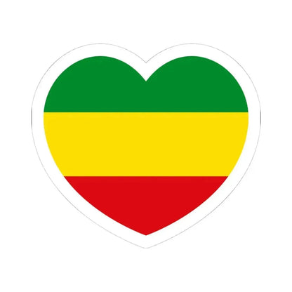Heart Flag of Ethiopia 1975-1987, 1991-1996 - STICKER Vinyl Kiss-Cut Decal 4 Inch White - The Sticker Space