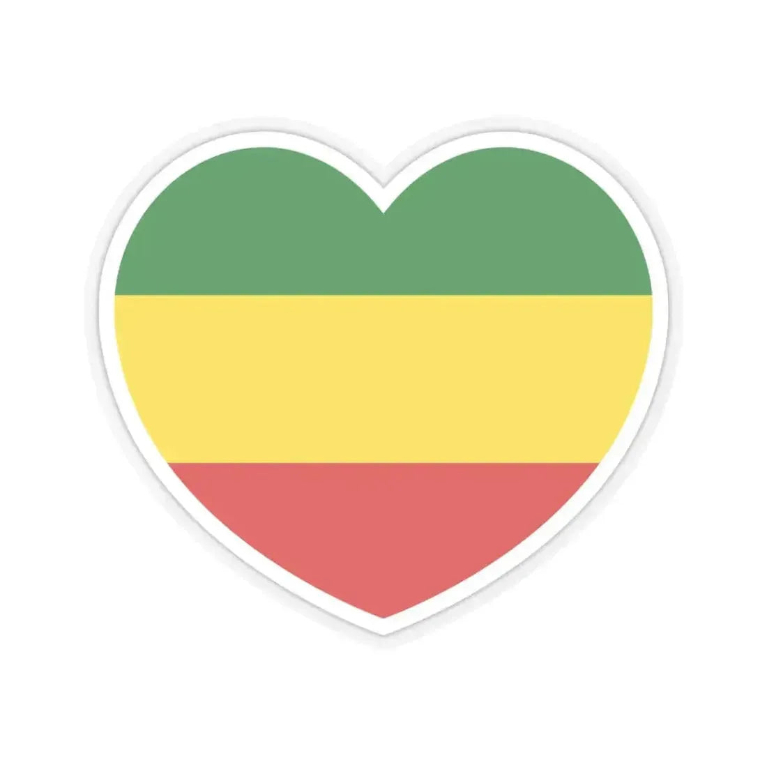 Heart Flag of Ethiopia 1975-1987, 1991-1996 - STICKER Vinyl Kiss-Cut Decal 6 Inch Transparent - The Sticker Space