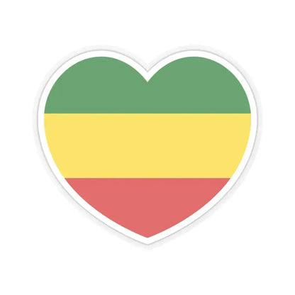 Heart Flag of Ethiopia 1975-1987, 1991-1996 - STICKER Vinyl Kiss-Cut Decal 6 Inch Transparent - The Sticker Space