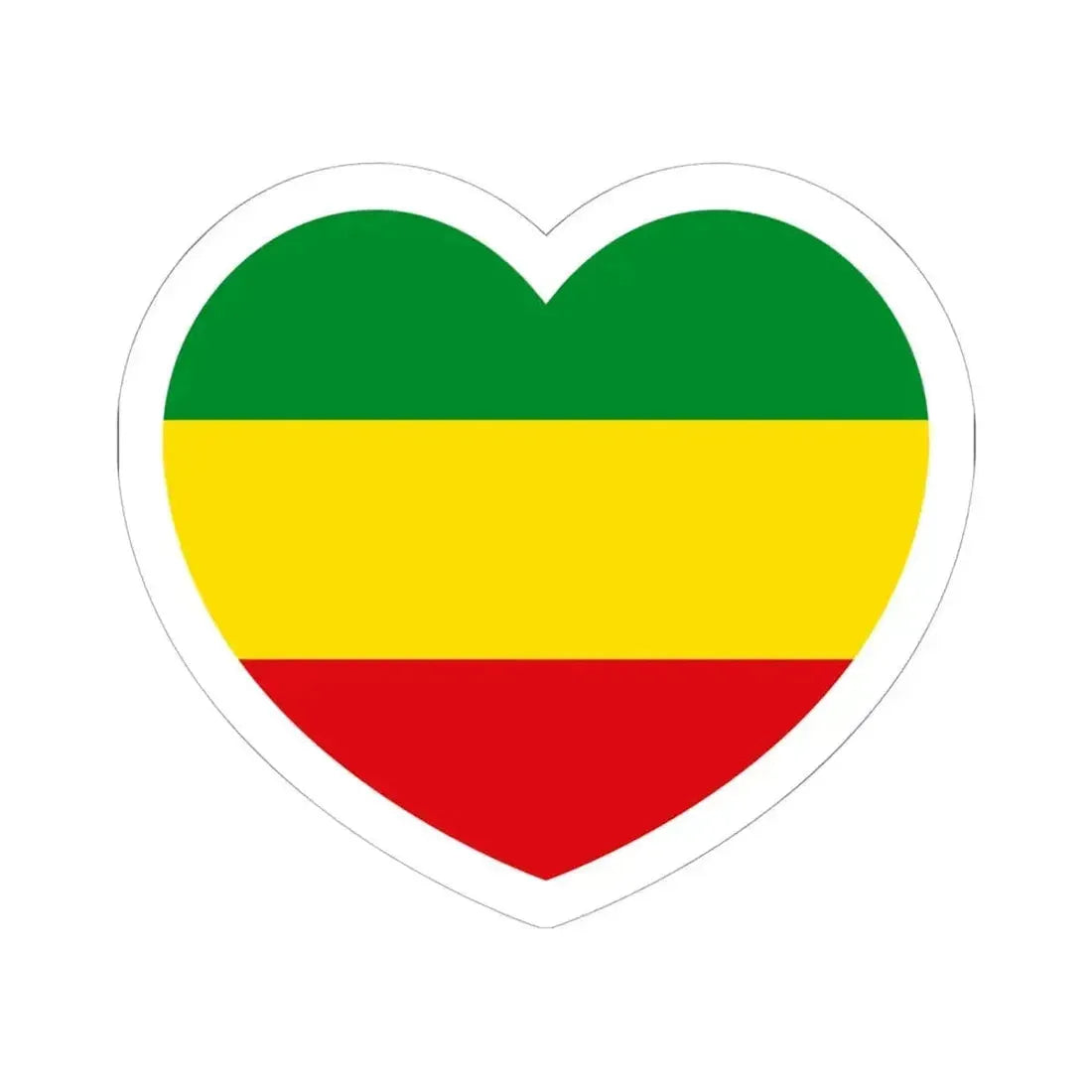 Heart Flag of Ethiopia 1975-1987, 1991-1996 - STICKER Vinyl Kiss-Cut Decal 6 Inch White - The Sticker Space