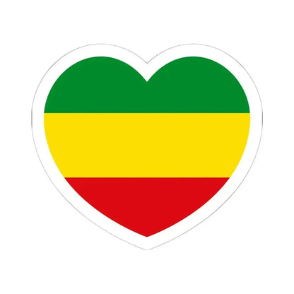 Heart Flag of Ethiopia 1975-1987, 1991-1996 - STICKER Vinyl Kiss-Cut Decal 6 Inch White - The Sticker Space