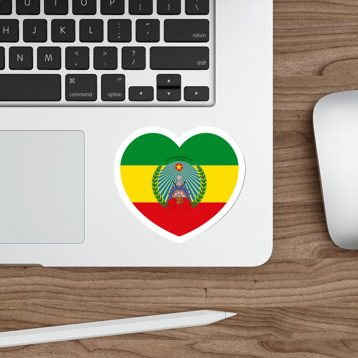 Heart Flag of Ethiopia 1987-1991 - STICKER Vinyl Die-Cut Decal-The Sticker Space