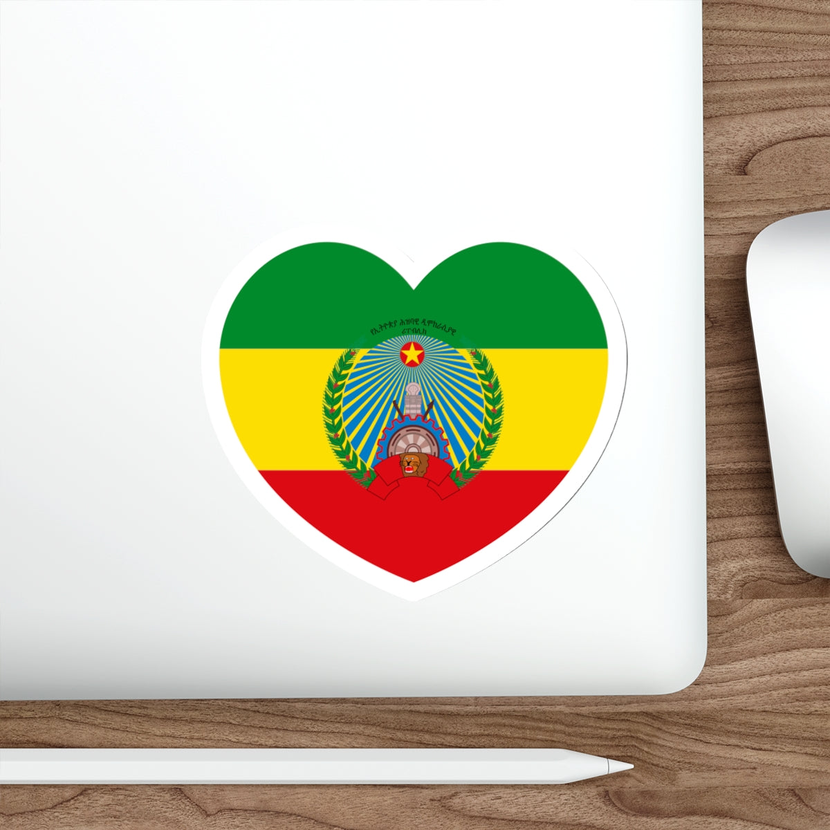 Heart Flag of Ethiopia 1987-1991 - STICKER Vinyl Die-Cut Decal-The Sticker Space