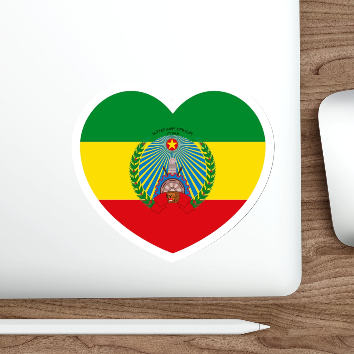 Heart Flag of Ethiopia 1987-1991 - STICKER Vinyl Die-Cut Decal-The Sticker Space