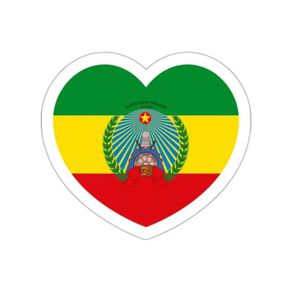Heart Flag of Ethiopia 1987-1991 - STICKER Vinyl Die-Cut Decal White Die-Cut 2 Inch - The Sticker Space
