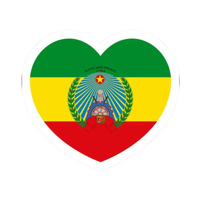 Heart Flag of Ethiopia 1987-1991 - STICKER Vinyl Kiss-Cut Decal 2 Inch White - The Sticker Space