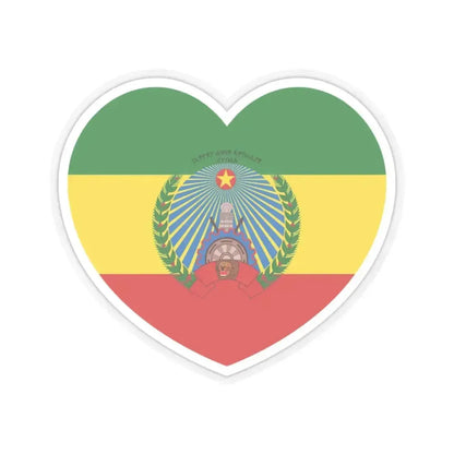 Heart Flag of Ethiopia 1987-1991 - STICKER Vinyl Kiss-Cut Decal 3 Inch Transparent - The Sticker Space