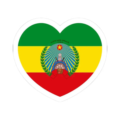 Heart Flag of Ethiopia 1987-1991 - STICKER Vinyl Kiss-Cut Decal 3 Inch White - The Sticker Space