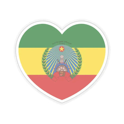 Heart Flag of Ethiopia 1987-1991 - STICKER Vinyl Kiss-Cut Decal 4 Inch Transparent - The Sticker Space