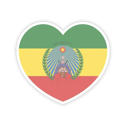 Heart Flag of Ethiopia 1987-1991 - STICKER Vinyl Kiss-Cut Decal 6 Inch Transparent - The Sticker Space