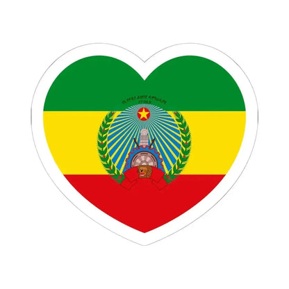 Heart Flag of Ethiopia 1987-1991 - STICKER Vinyl Kiss-Cut Decal 6 Inch White - The Sticker Space