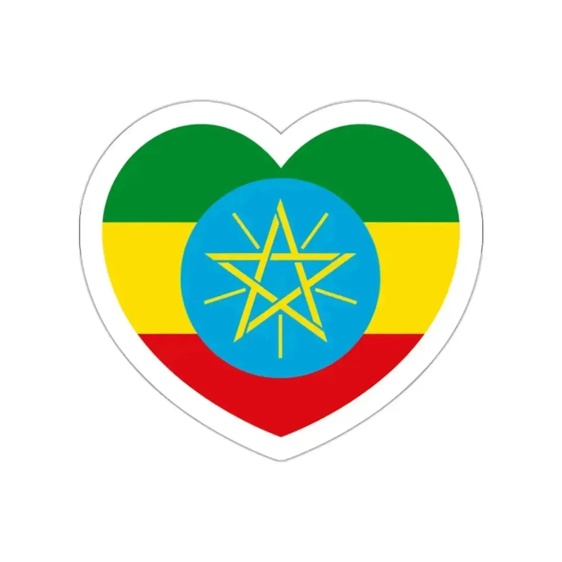 Heart Flag of Ethiopia 1996-2009 - STICKER Vinyl Die-Cut Decal White Die-Cut 2 Inch - The Sticker Space