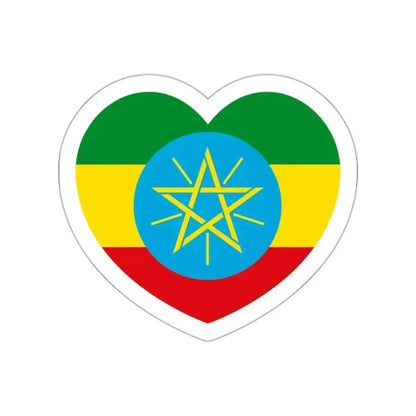 Heart Flag of Ethiopia 1996-2009 - STICKER Vinyl Die-Cut Decal White Die-Cut 2 Inch - The Sticker Space
