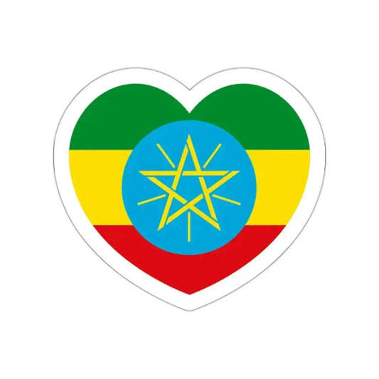Heart Flag of Ethiopia 1996-2009 - STICKER Vinyl Die-Cut Decal White Die-Cut 2 Inch - The Sticker Space