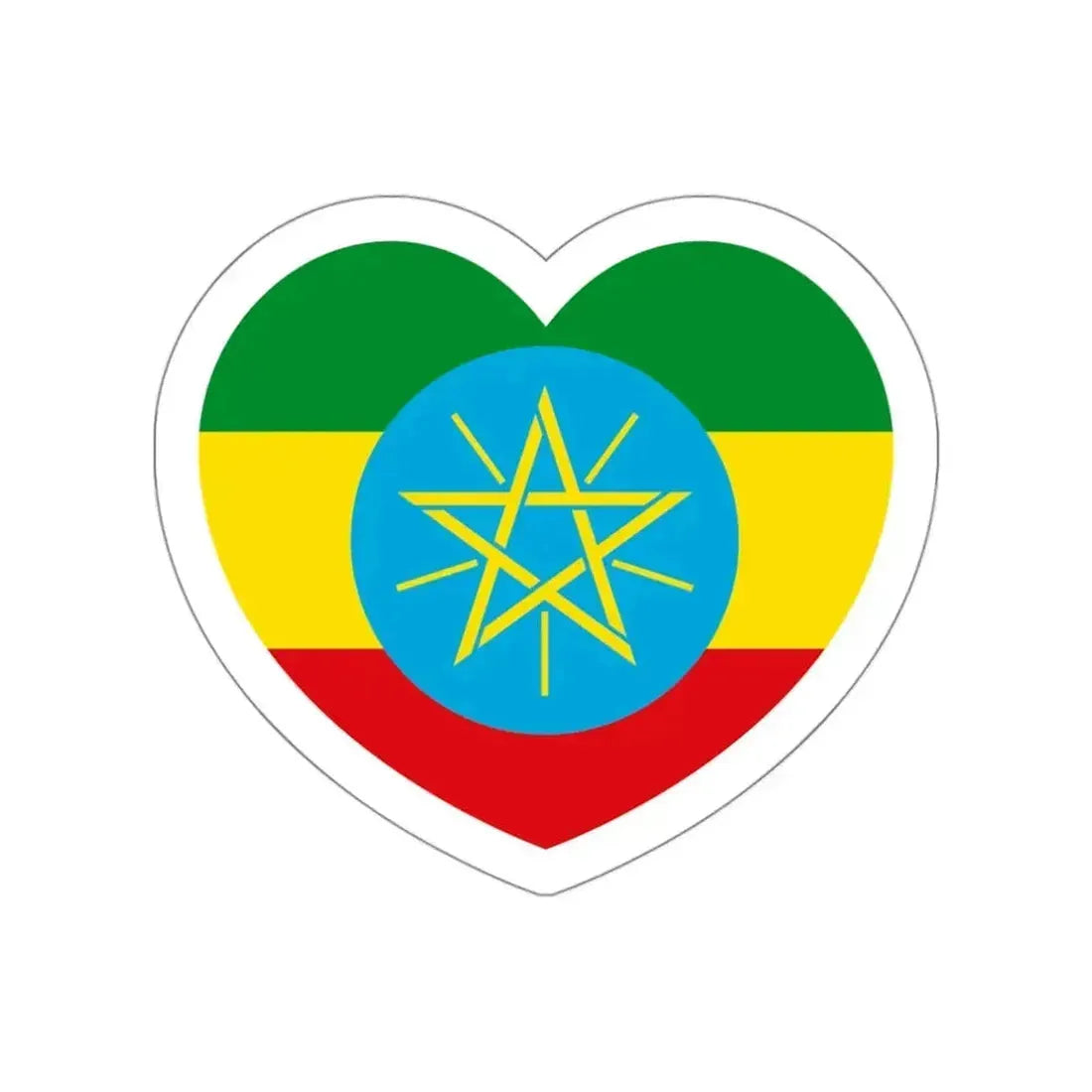 Heart Flag of Ethiopia 1996-2009 - STICKER Vinyl Die-Cut Decal White Die-Cut 3 Inch - The Sticker Space