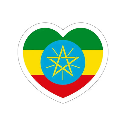 Heart Flag of Ethiopia 1996-2009 - STICKER Vinyl Die-Cut Decal White Die-Cut 3 Inch - The Sticker Space