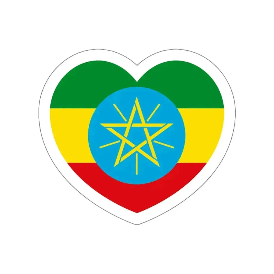 Heart Flag of Ethiopia 1996-2009 - STICKER Vinyl Die-Cut Decal White Die-Cut 6 Inch - The Sticker Space