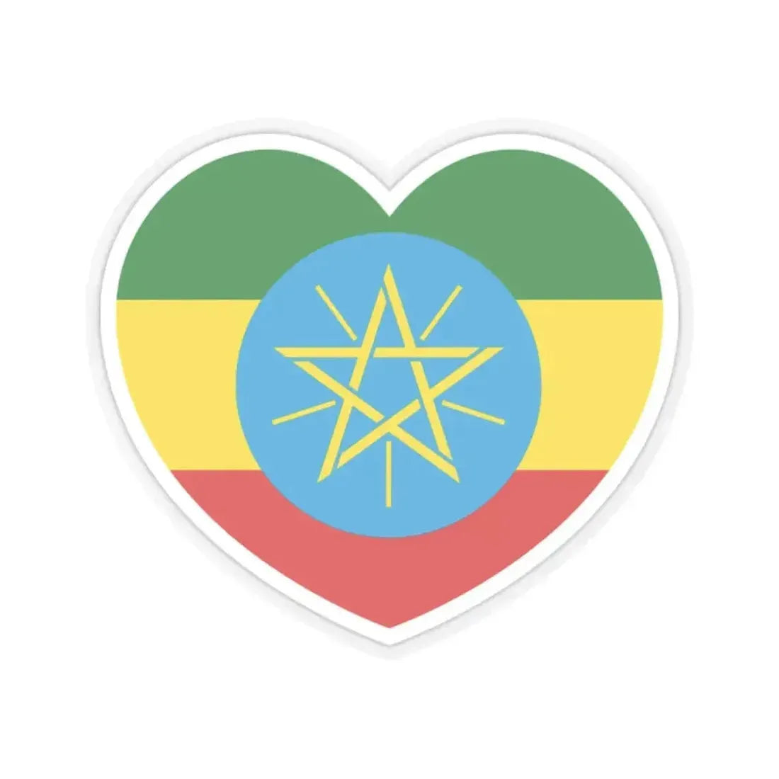 Heart Flag of Ethiopia 1996-2009 - STICKER Vinyl Kiss-Cut Decal 2 Inch Transparent - The Sticker Space