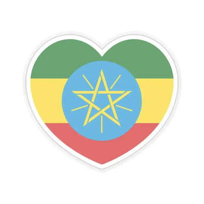 Heart Flag of Ethiopia 1996-2009 - STICKER Vinyl Kiss-Cut Decal 2 Inch Transparent - The Sticker Space