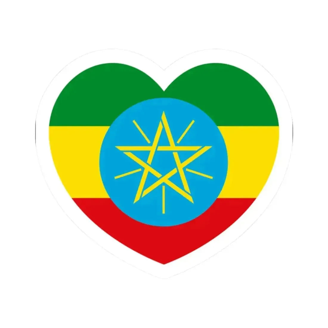 Heart Flag of Ethiopia 1996-2009 - STICKER Vinyl Kiss-Cut Decal 2 Inch White - The Sticker Space