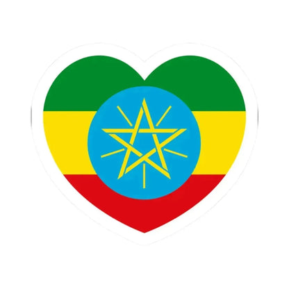 Heart Flag of Ethiopia 1996-2009 - STICKER Vinyl Kiss-Cut Decal 2 Inch White - The Sticker Space