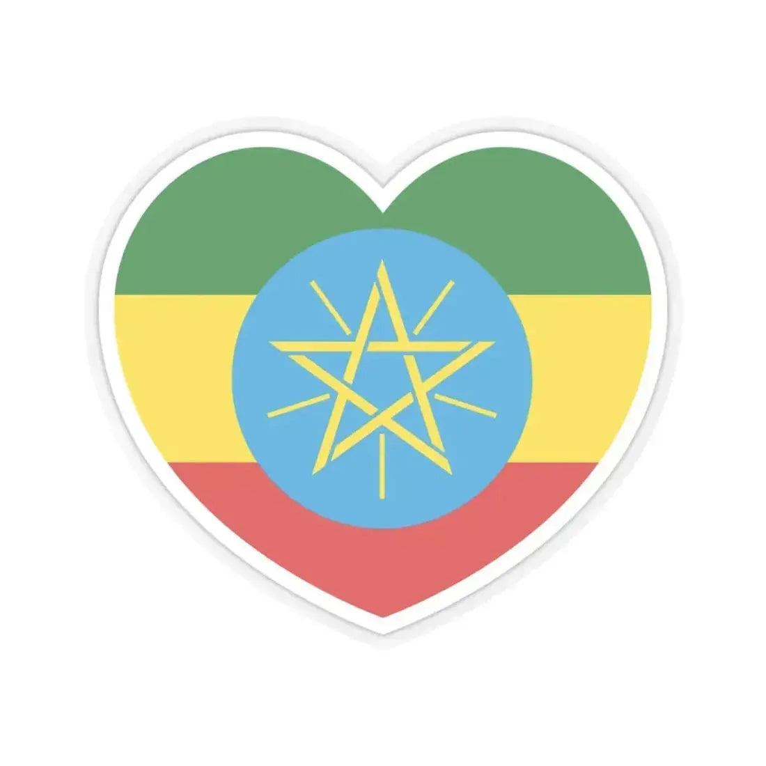 Heart Flag of Ethiopia 1996-2009 - STICKER Vinyl Kiss-Cut Decal 3 Inch Transparent - The Sticker Space