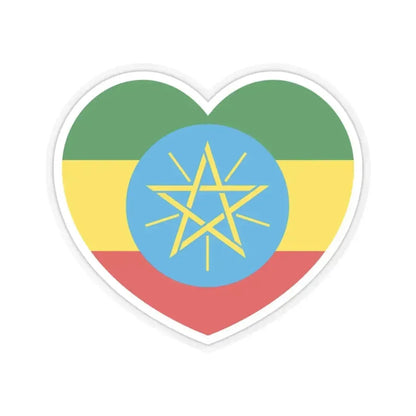 Heart Flag of Ethiopia 1996-2009 - STICKER Vinyl Kiss-Cut Decal 3 Inch Transparent - The Sticker Space