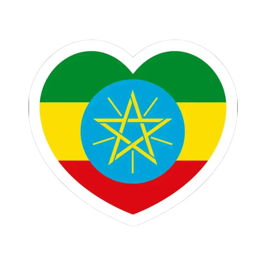 Heart Flag of Ethiopia 1996-2009 - STICKER Vinyl Kiss-Cut Decal 3 Inch White - The Sticker Space