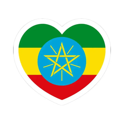 Heart Flag of Ethiopia 1996-2009 - STICKER Vinyl Kiss-Cut Decal 3 Inch White - The Sticker Space