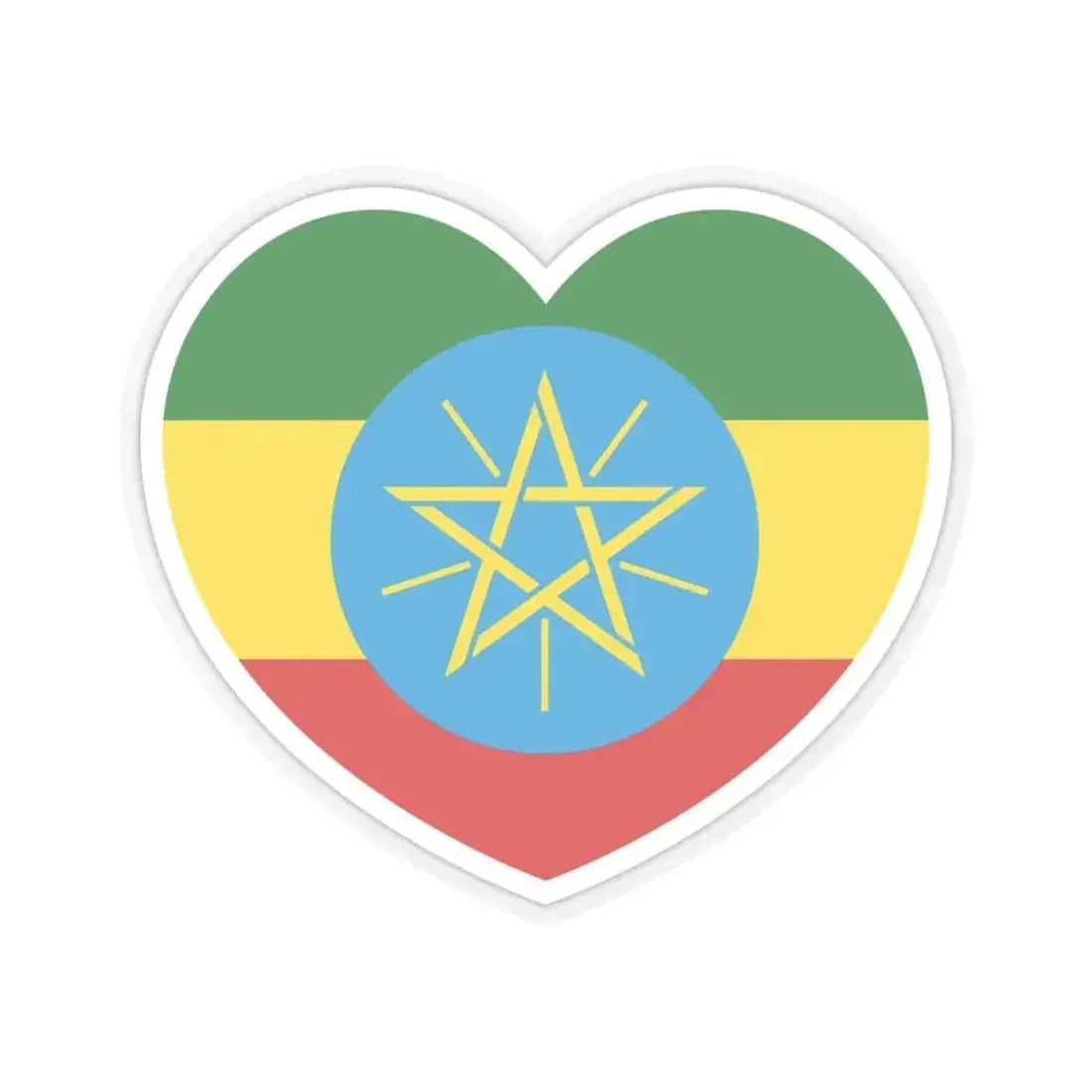 Heart Flag of Ethiopia 1996-2009 - STICKER Vinyl Kiss-Cut Decal 4 Inch Transparent - The Sticker Space