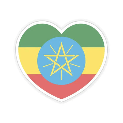 Heart Flag of Ethiopia 1996-2009 - STICKER Vinyl Kiss-Cut Decal 4 Inch Transparent - The Sticker Space