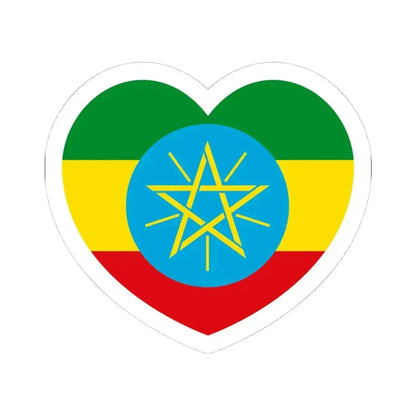 Heart Flag of Ethiopia 1996-2009 - STICKER Vinyl Kiss-Cut Decal 4 Inch White - The Sticker Space