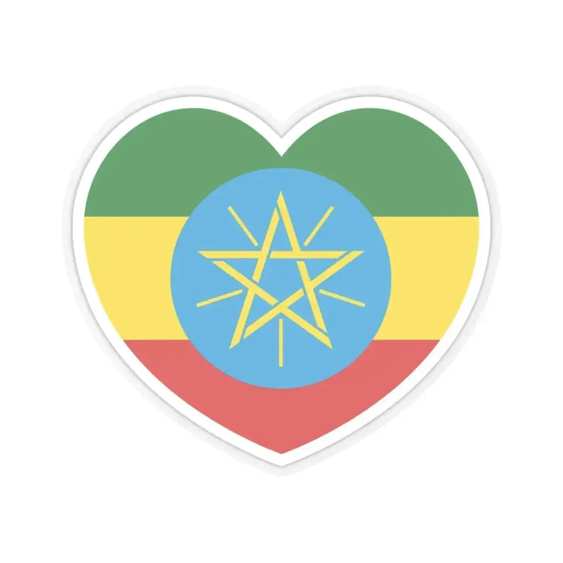 Heart Flag of Ethiopia 1996-2009 - STICKER Vinyl Kiss-Cut Decal 6 Inch Transparent - The Sticker Space