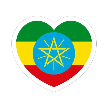 Heart Flag of Ethiopia 1996-2009 - STICKER Vinyl Kiss-Cut Decal 6 Inch White - The Sticker Space