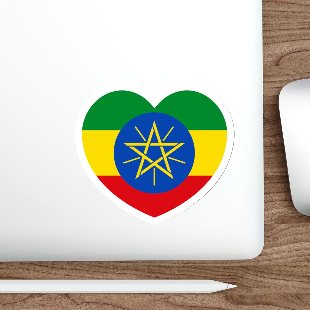 Heart Flag of Ethiopia - STICKER Vinyl Die-Cut Decal-The Sticker Space