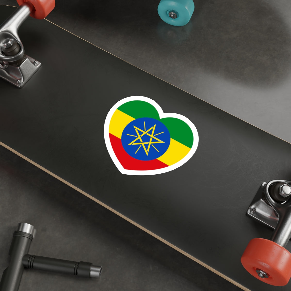 Heart Flag of Ethiopia - STICKER Vinyl Die-Cut Decal-The Sticker Space