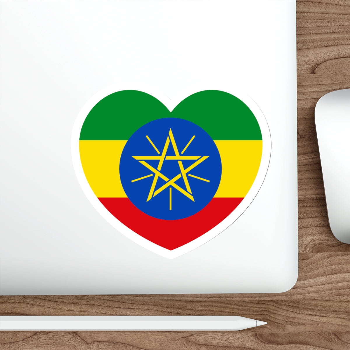 Heart Flag of Ethiopia - STICKER Vinyl Die-Cut Decal-The Sticker Space